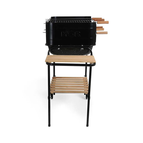Set Asador con Parrillero Rodeio Mor + Cubiertos Asado X4 Negro