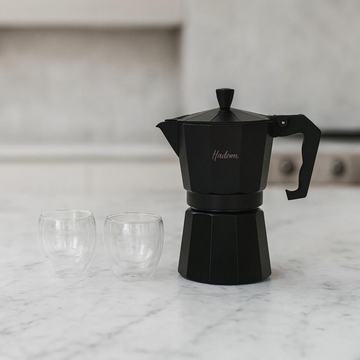 Set Cafetera Italiana de Aluminio Hudson - Negro 