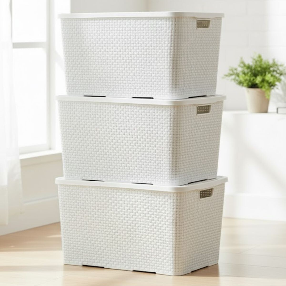 Set x3 Caja ratán 40 lts - BLANCO 