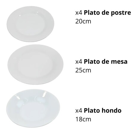 Juego De Vajilla Selecta en Cerámica 12 pzas Blanca Juego De Vajilla Selecta en Cerámica 12 pzas Blanca