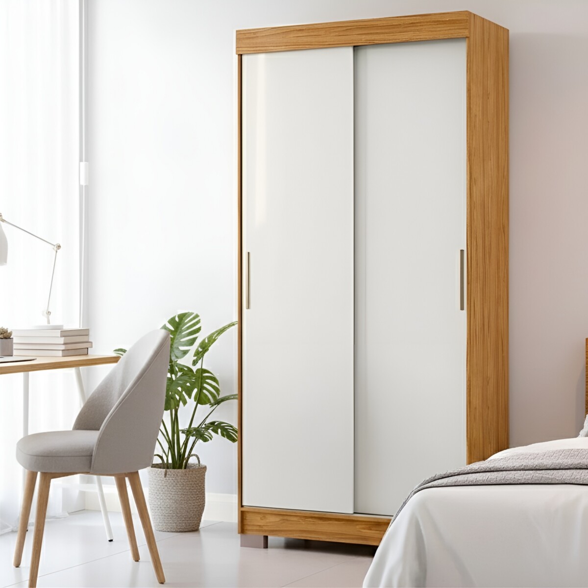 Ropero Antares Armario 2 Puertas Corredizas 2 Cajones Marrocos / Off White 