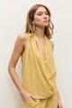 Blusa lino drapeada maiz