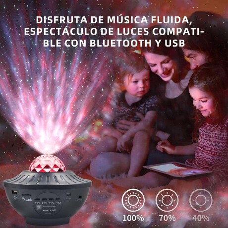 Lámpara Proyector Luz Estrellas Galaxias Parlante Bluetooth Negro