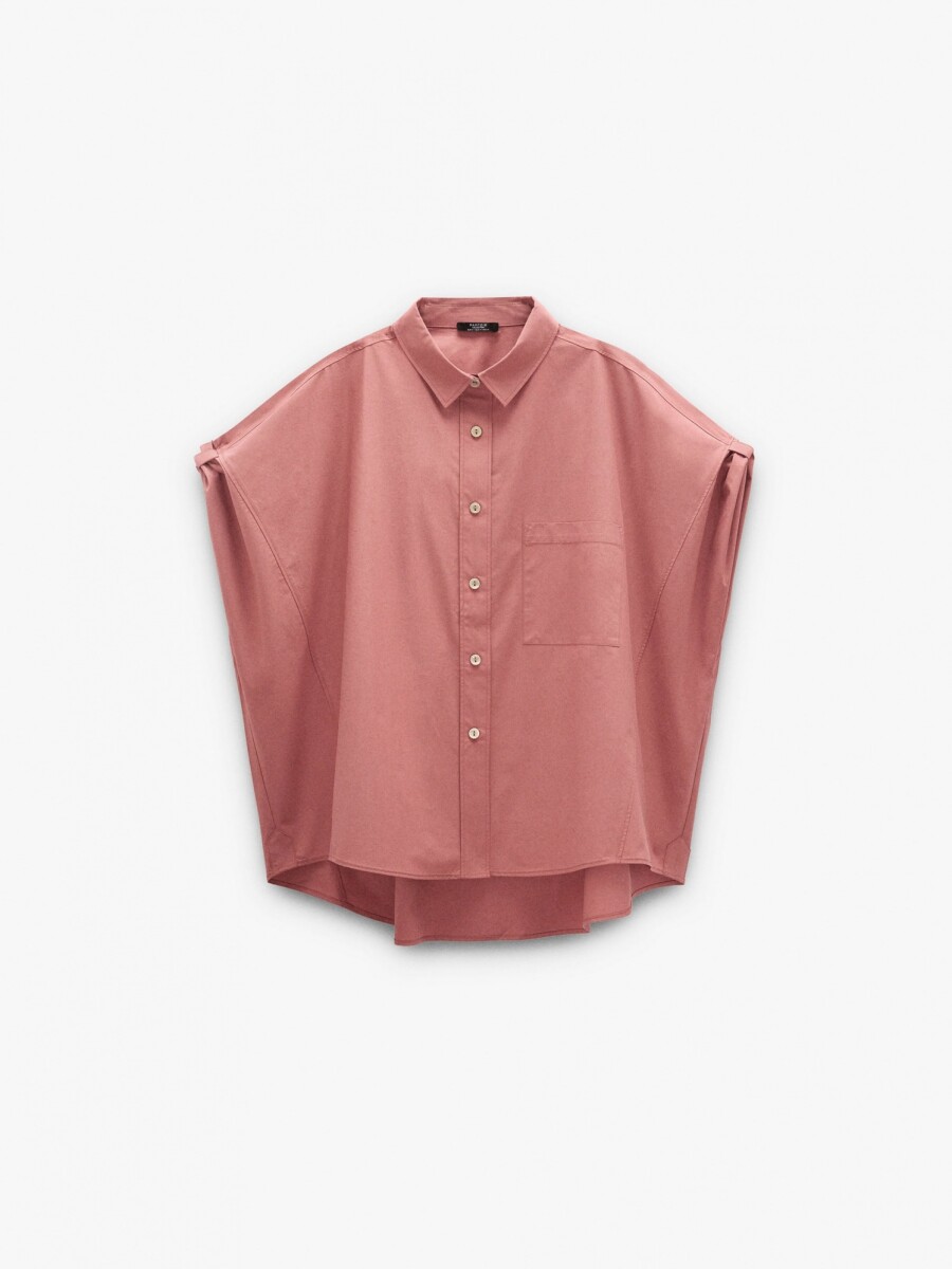 Camisa Mangas Con Dobra 100% Algodón rosa