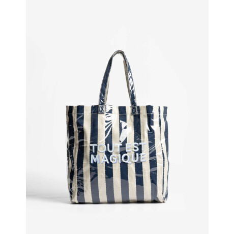 Shopper Rayada Azul Medio