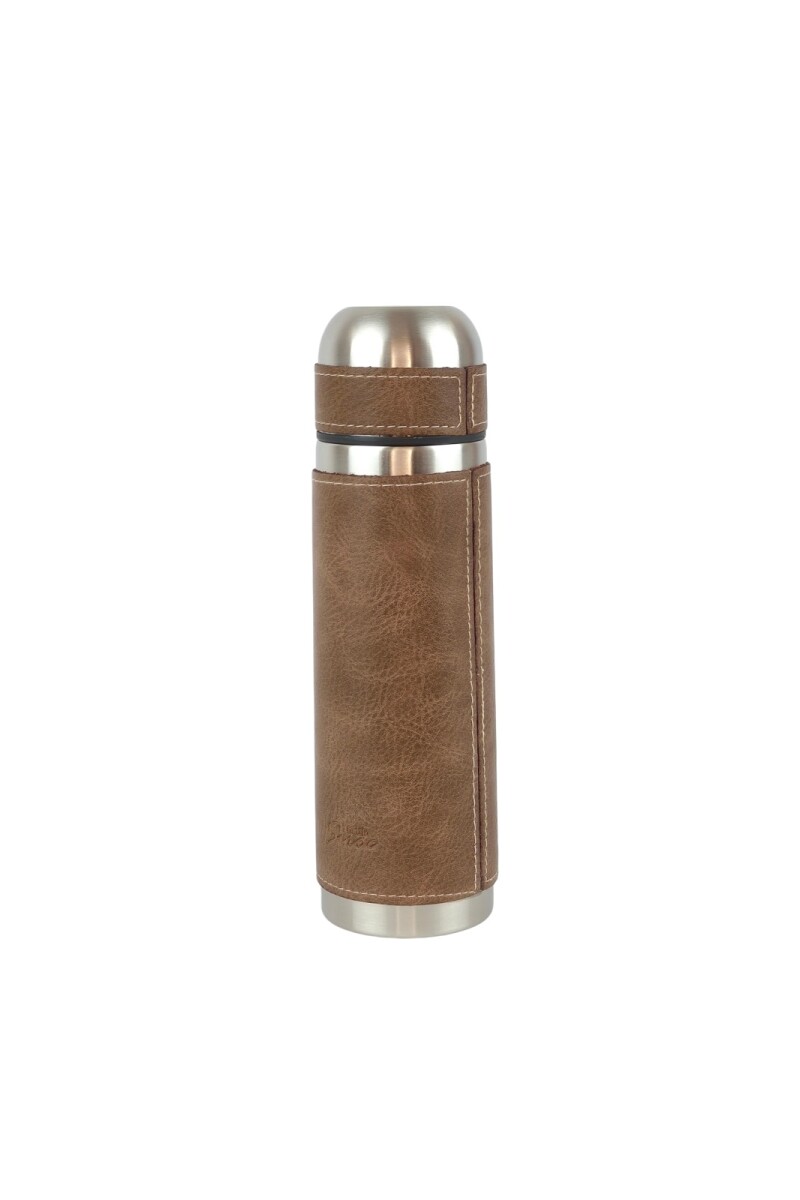 Termo de acero forrado Marron