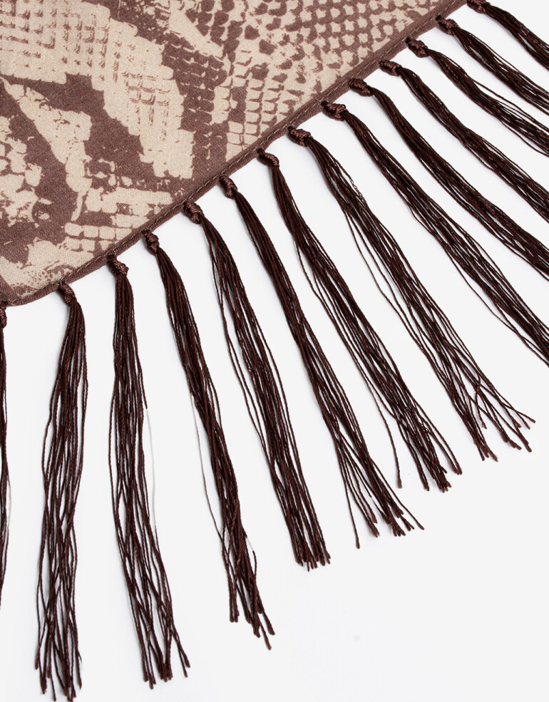 Pañuelos Raso Algodón Animal Print Pañuelo De Raso Snake Print Con Flecos - Estampado Animal Print