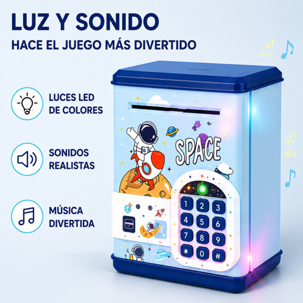 Alcancía Infantil Caja Fuerte Juguete Con Sonido Luces Variante Color Azul