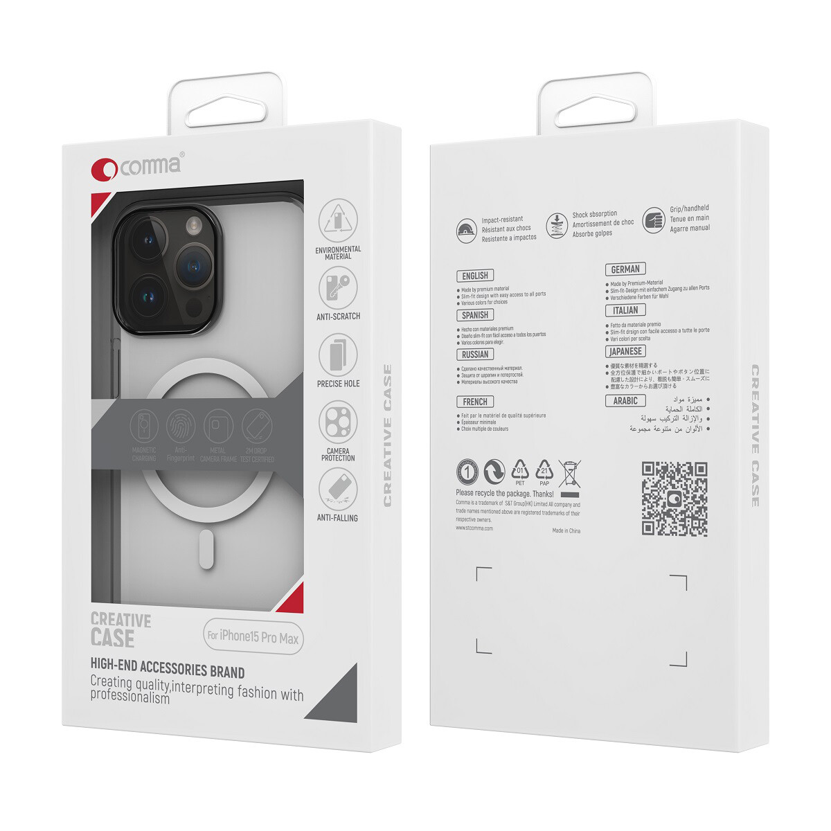 Protector Case Hard Jacket Anti Bacterial con MagSafe para iPhone 15 Plus Transparente