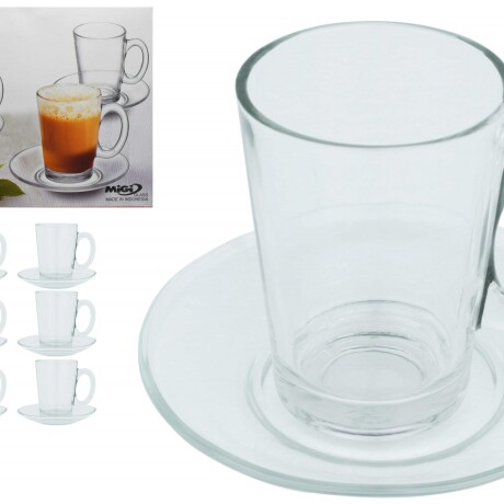 JUEGO TE 12PCS VIDRIO LISO TAZA ALTA + PLATO JUEGO TE 12PCS VIDRIO LISO TAZA ALTA + PLATO