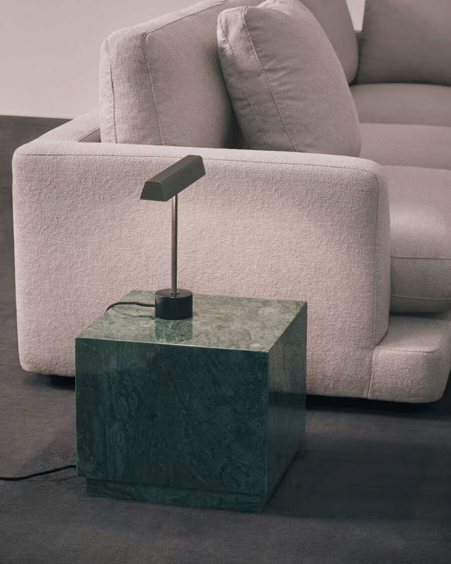 Mesa auxiliar Sorein de mármol verde 40 x 40 cm Mesa auxiliar Sorein de mármol verde 40 x 40 cm