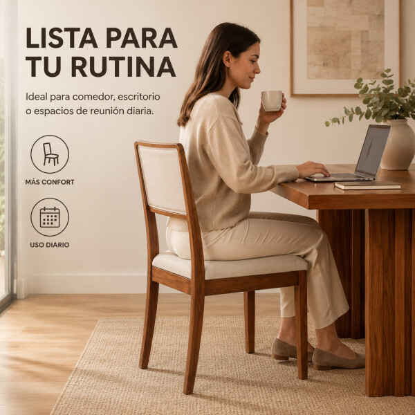 Silla De Comedor ComboHome Lola Madera Maciza Ratan Natural Blanco 1