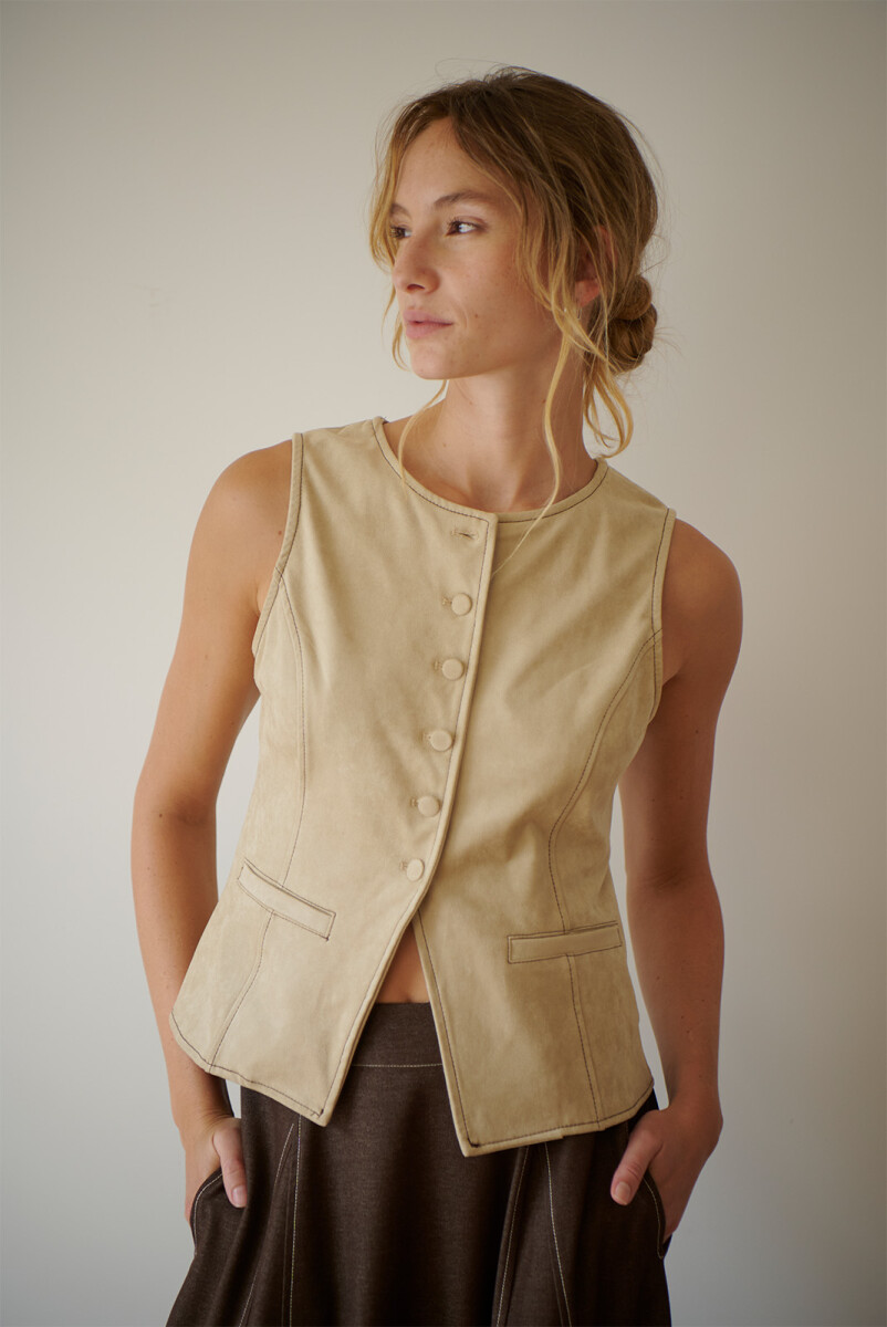 CHALECO SUEDE - NATURAL 