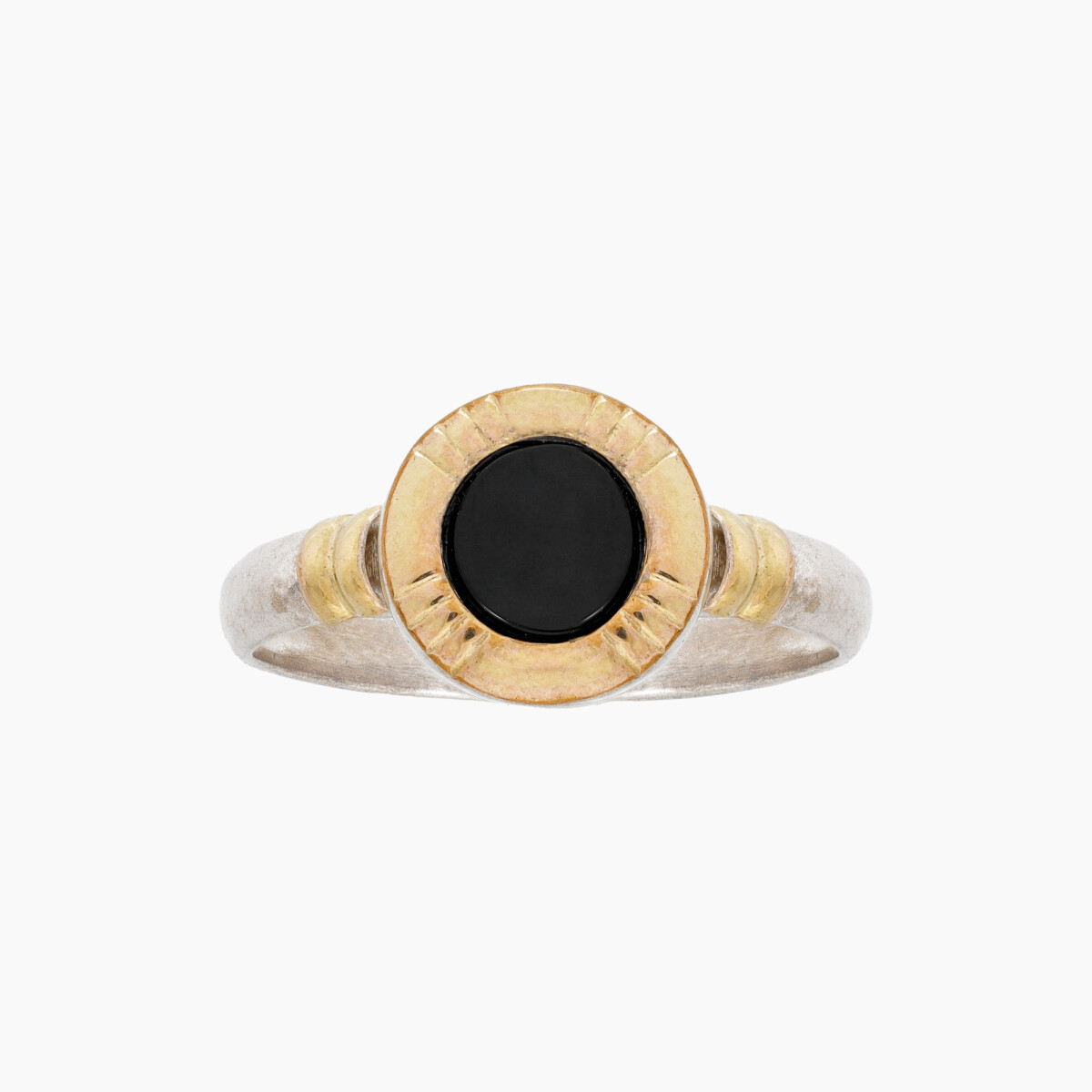 Anillo En Plata Y Oro Con Onix 