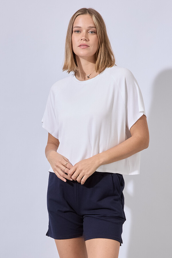 Remera Crop Rib BLANCO