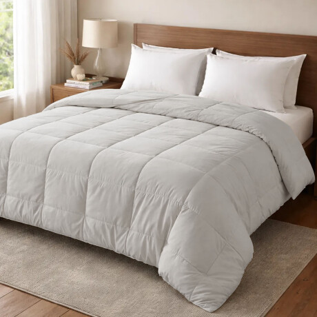 Acolchado Cama King Size Richmond Microfibra Relleno Guata Gris