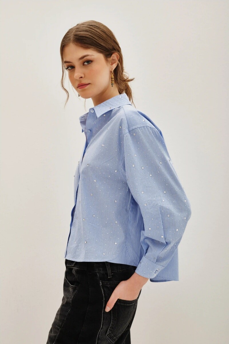 Camisa Marcel Stripes Celeste