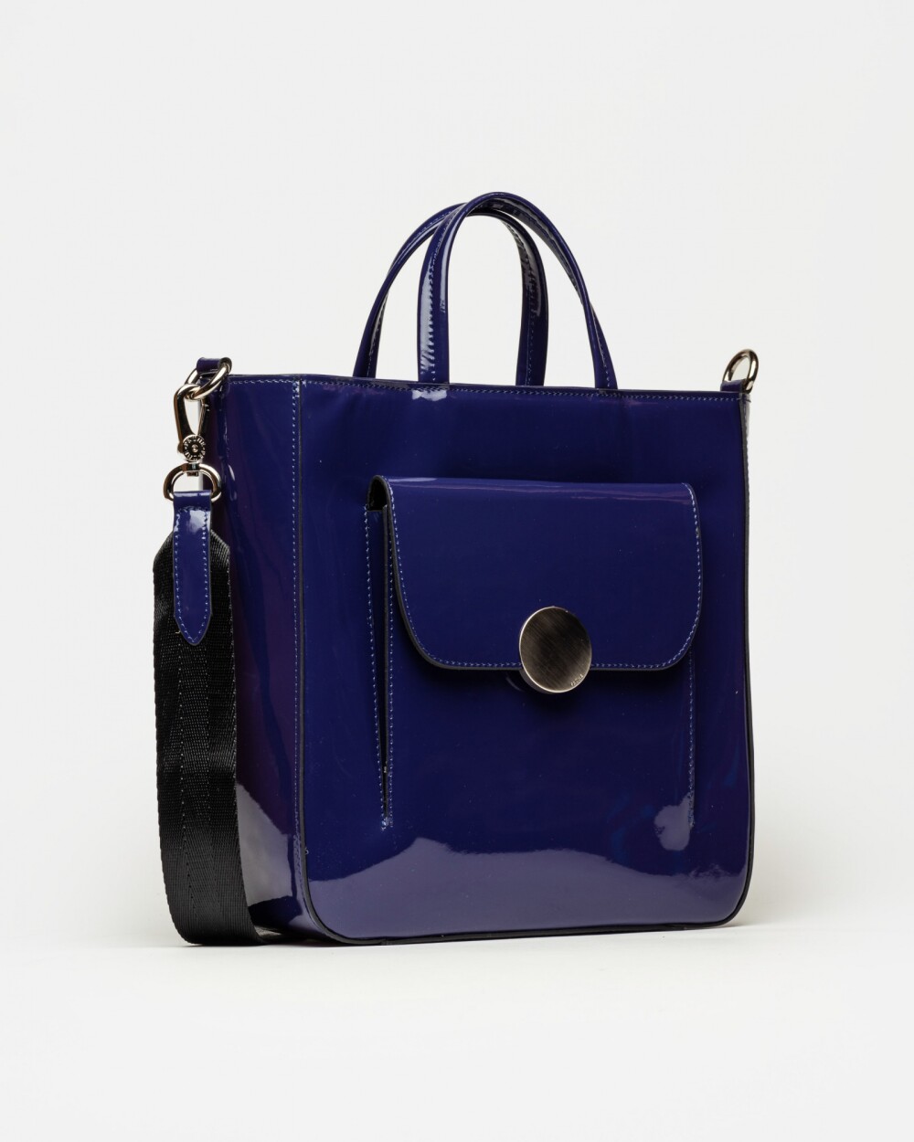 Shopper The Circle En Cuero Graneado Charol Azul