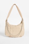 Bolso de tela con cadena beige