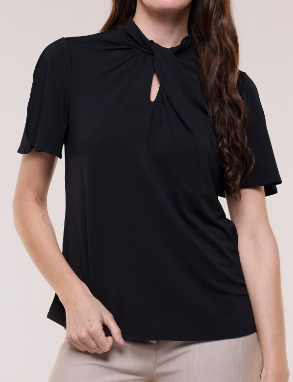 Blusa Nudo Con Mangas Abiertas NEGRO