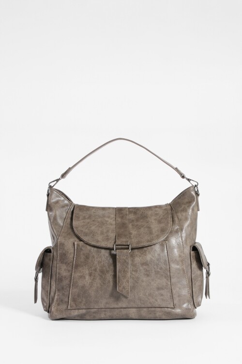 Cartera hobo con tapa topo
