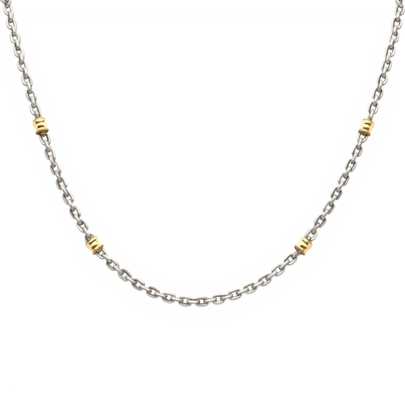 Cadena Collar Volga-Plata y Oro-Sin Piedra-CD5007 sinpiedra