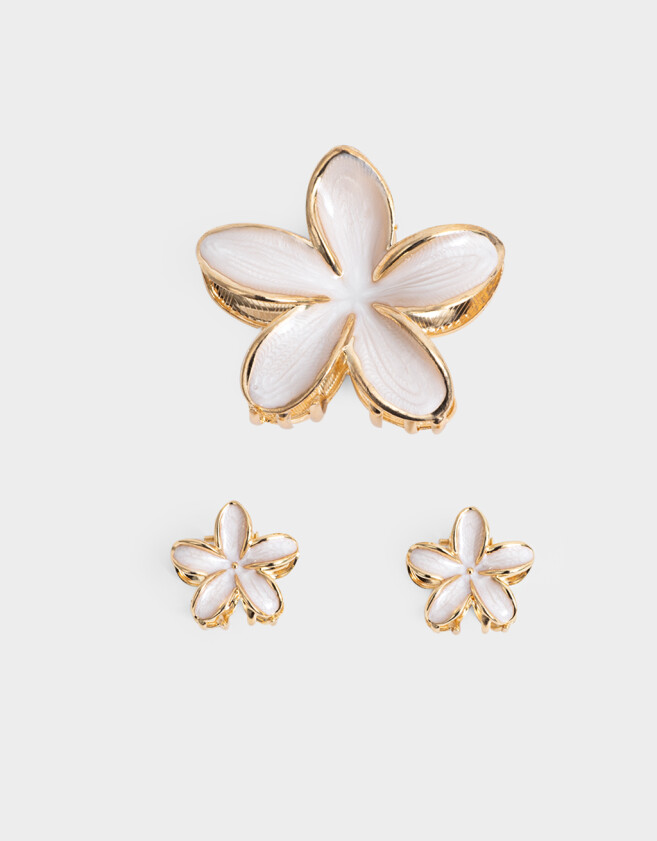 Broches Sets Hawaianas Set De Broches Flor Hawaiana - Combinacion Bicolor