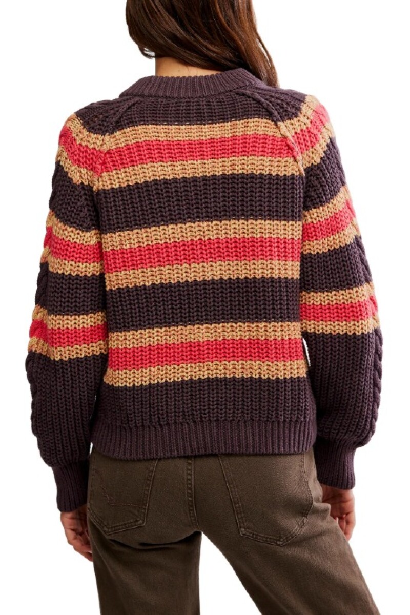 FRANKIE CABLE STRIPED PUL Marron