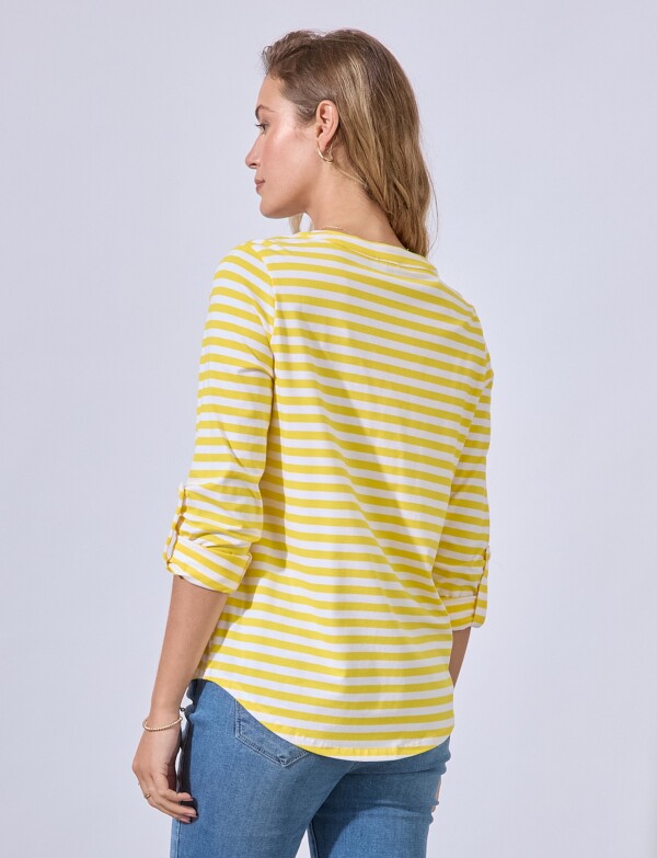 Remera Algodon Escote V AMARILLO