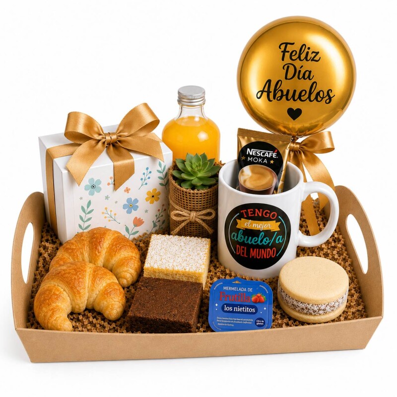 Desayuno Feliz Día Abuela Abuelos Abuelo con globo y taza Desayuno Feliz Día Abuela Abuelos Abuelo con globo y taza