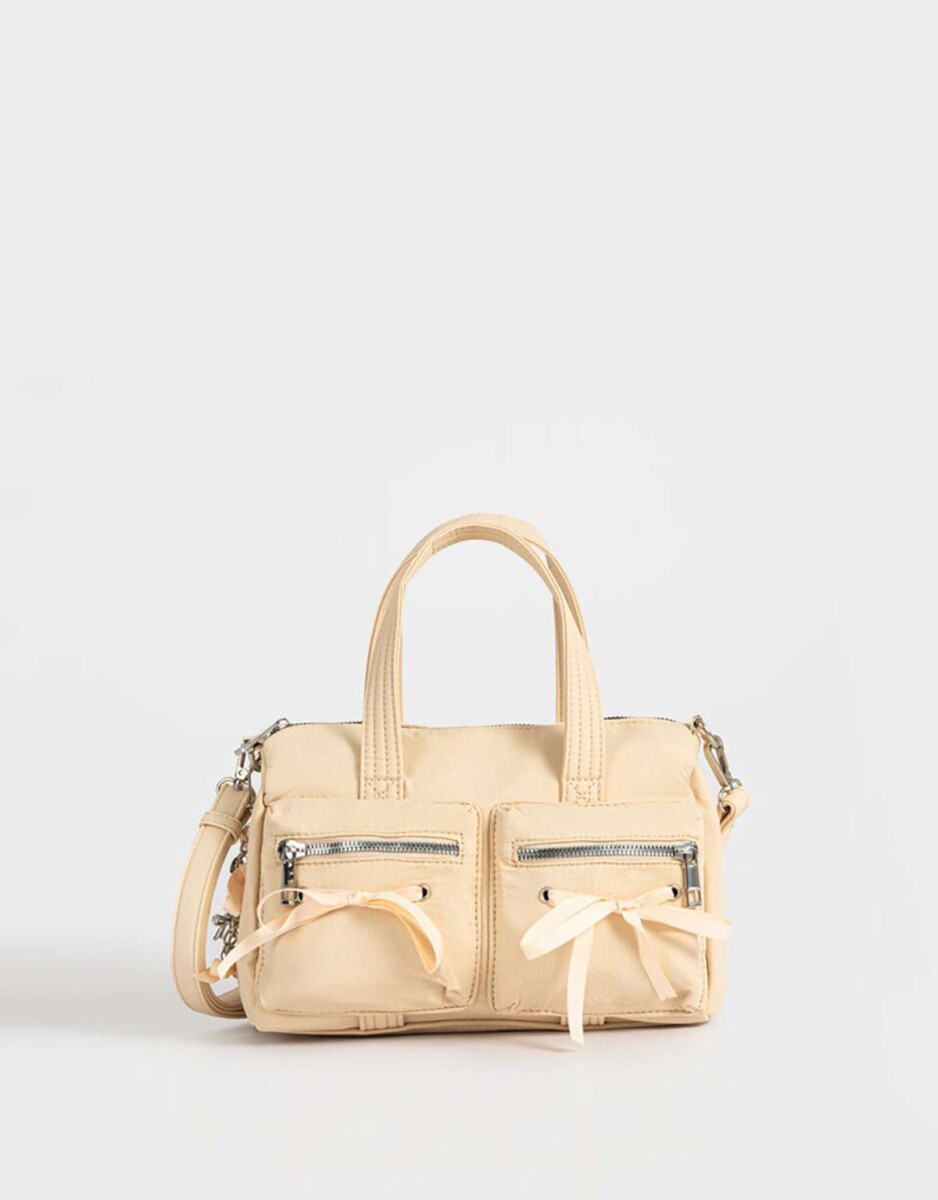 Cartera City Con Moños - Blanco Crudo 