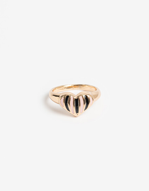 Anillos Medianos y Grandes Metal Anillo Metal Corazón Bañado En Oro - Dorado