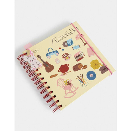 Cuaderno Cuadrado Tapa Dura Con Stickers Y Charm Amarillo Claro