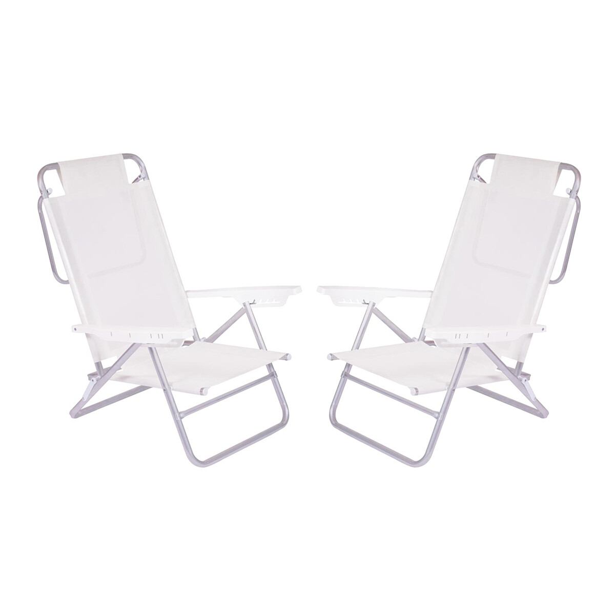 Set X 2 Sillas Summer 6 Posiciones Aluminio - BLANCO 