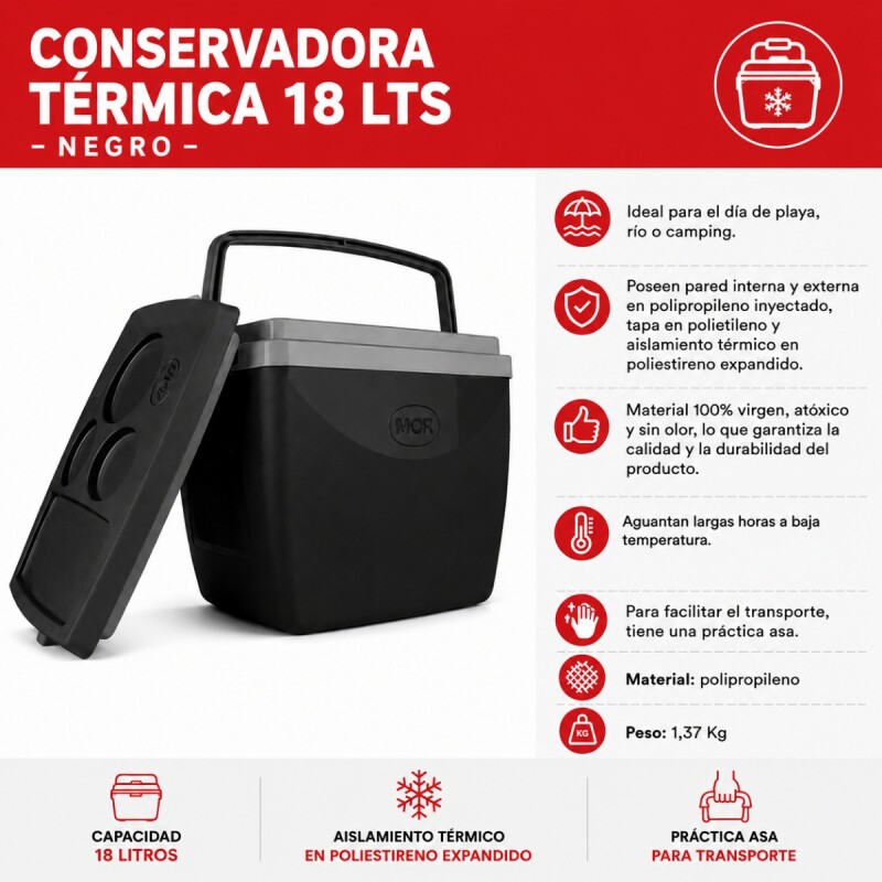 Conservadora térmica 18 lts NEGRO