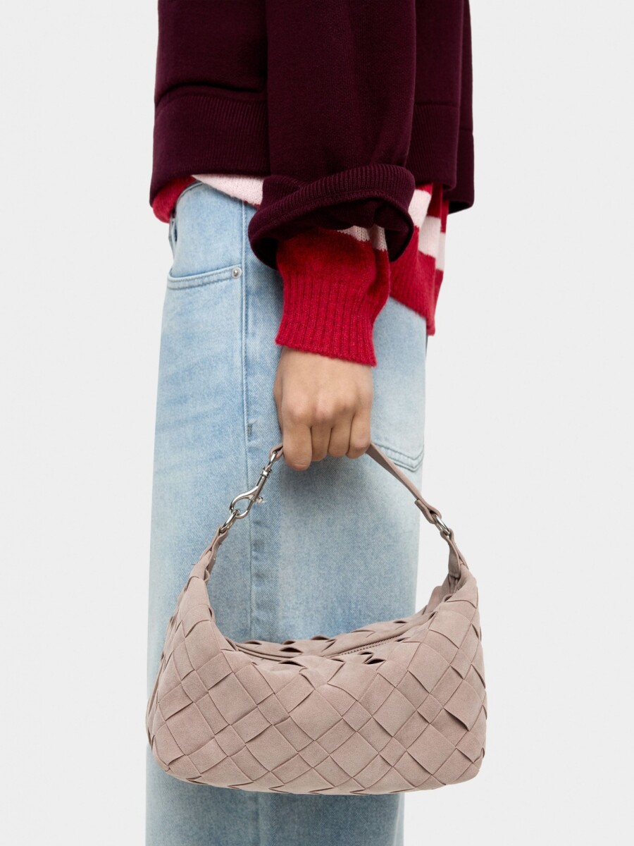 Bolso Bandolera Trenzado Efecto Piel rosa