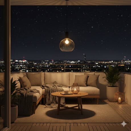 Lampara colgante jaula circular Negra