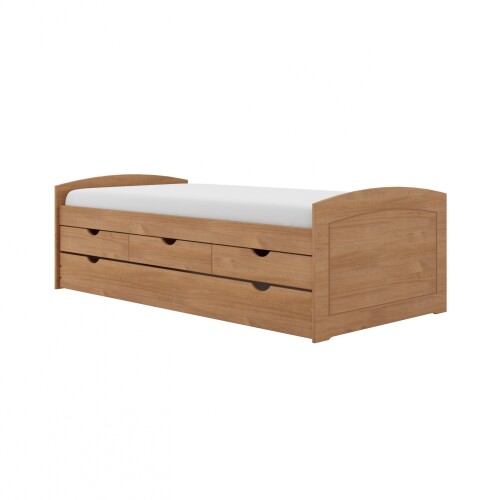 Cama Marinera 1 Plaza Madera Maciza Con Cajones - Ulli Marron