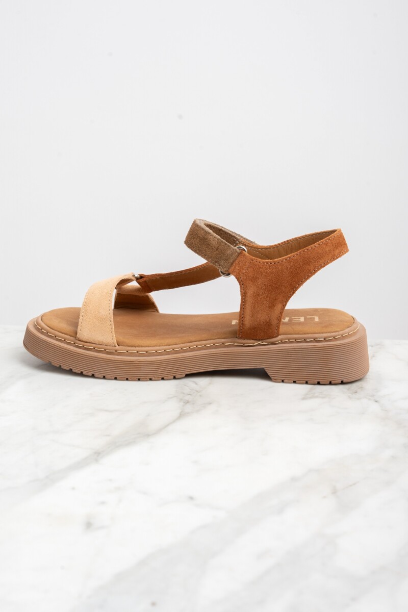 Sandalia Combinada Gamuza Mocha