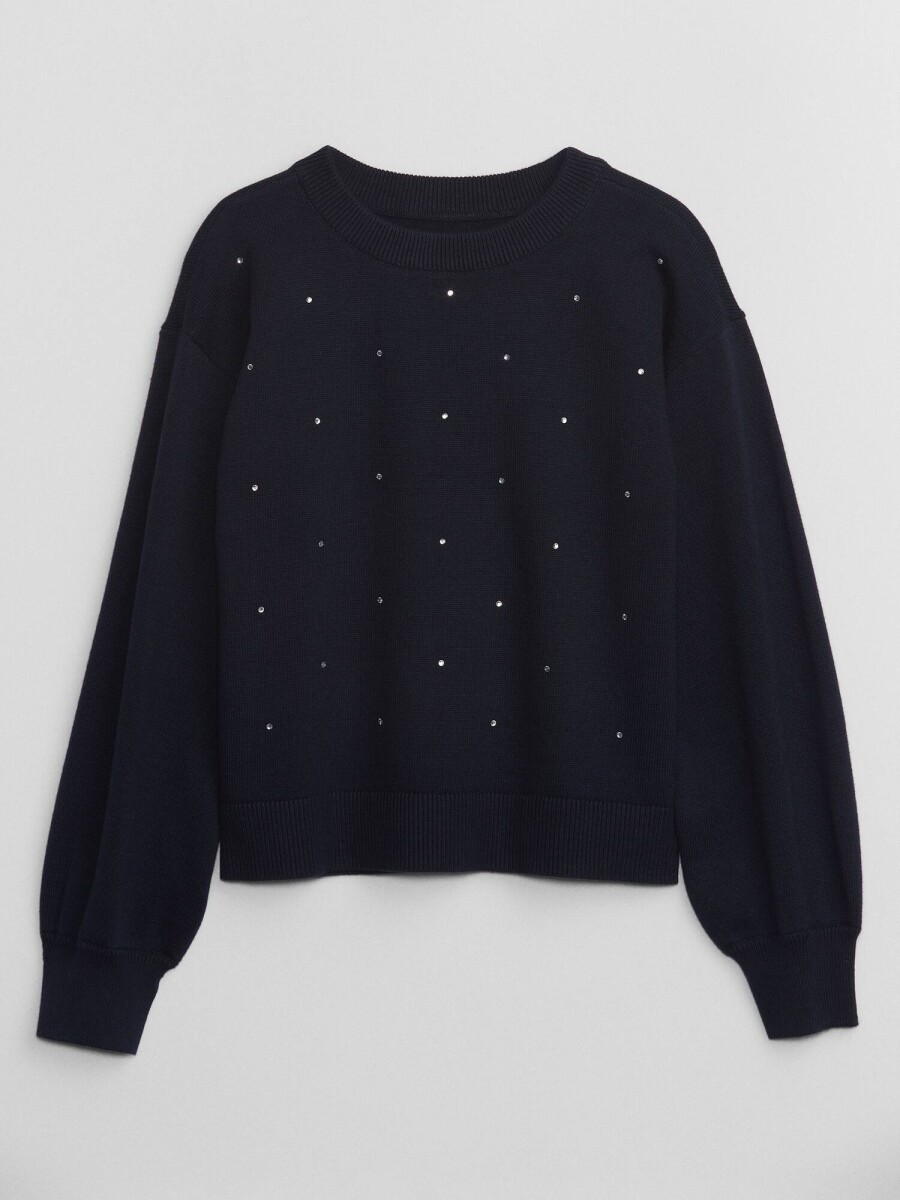 Sweater Shine Niña - Blue Rhinestone 