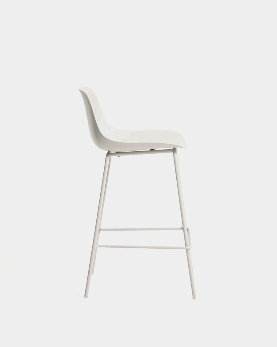 Taburete Altea beige y patas de acero con acabado beige 65 cm