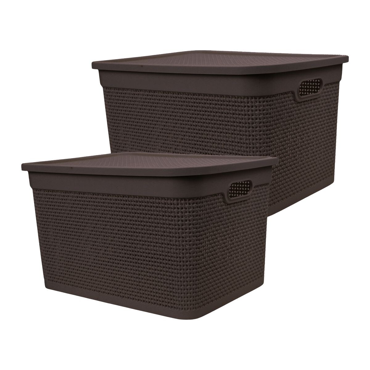 Set x2 Caja simil ratán 40 lts - TABACO 