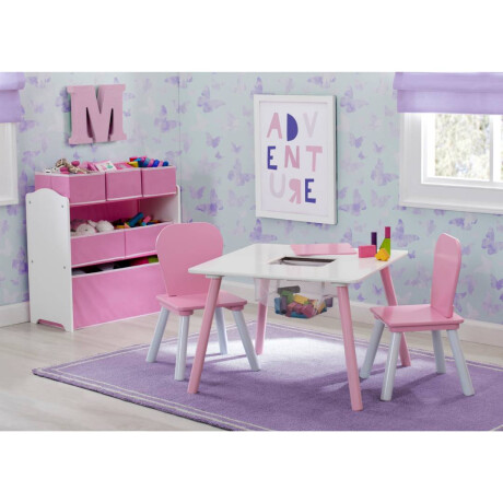 Set juego de mesa y organizador infantil Wisly rosa y blanco 6 Contenedores