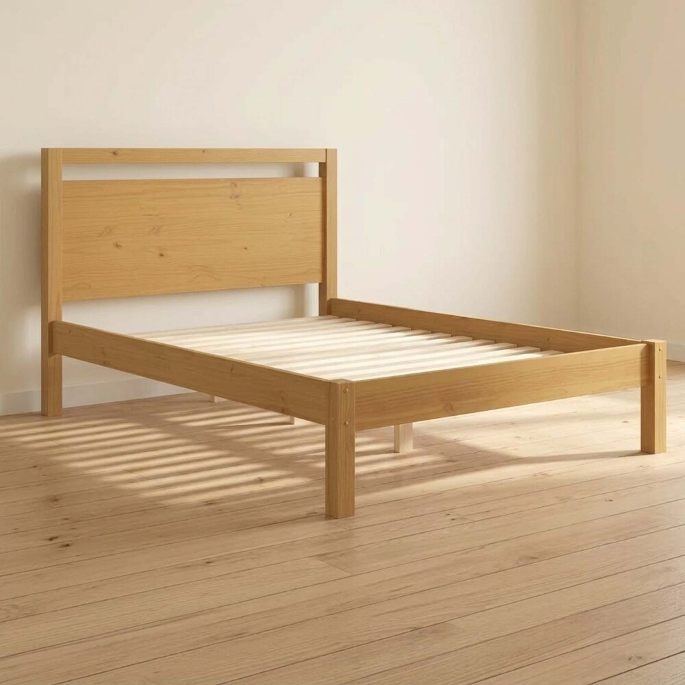 CAMA 2 PLAZAS MADERA NATURAL-BEIGE CAPRI