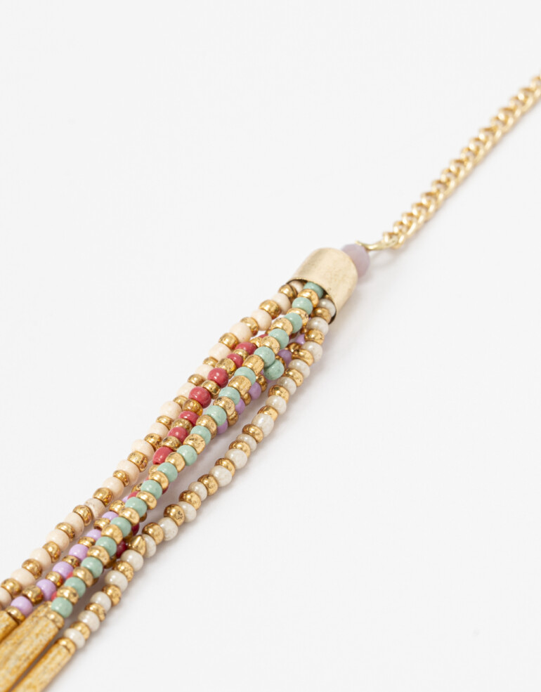 Collares Largos Canutillos Collar Largo Con Beads Color. - Dorado