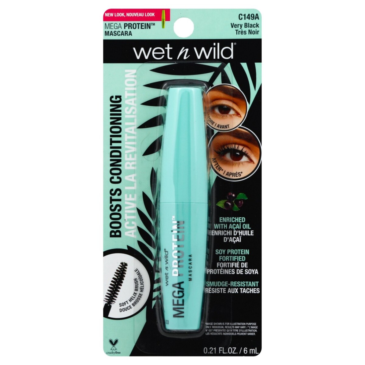 Mascara De Pestañas Mega Protein Waterproof Very Black Wet n Wild 