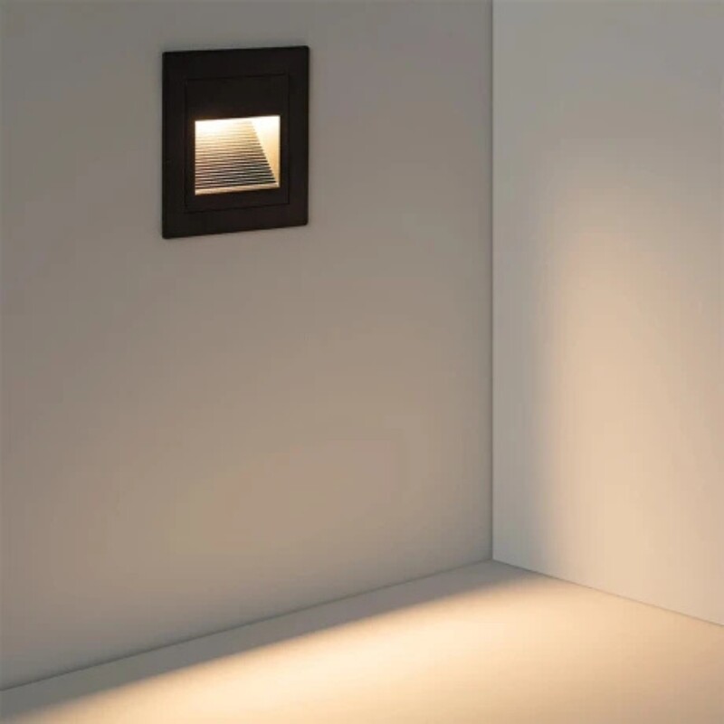 LUMINARIA TRENTO LUX CUBO DE EMBUTIR PARA ESCALERA - 3W Luminaria de Escalera Trento LUX 3W Negro
