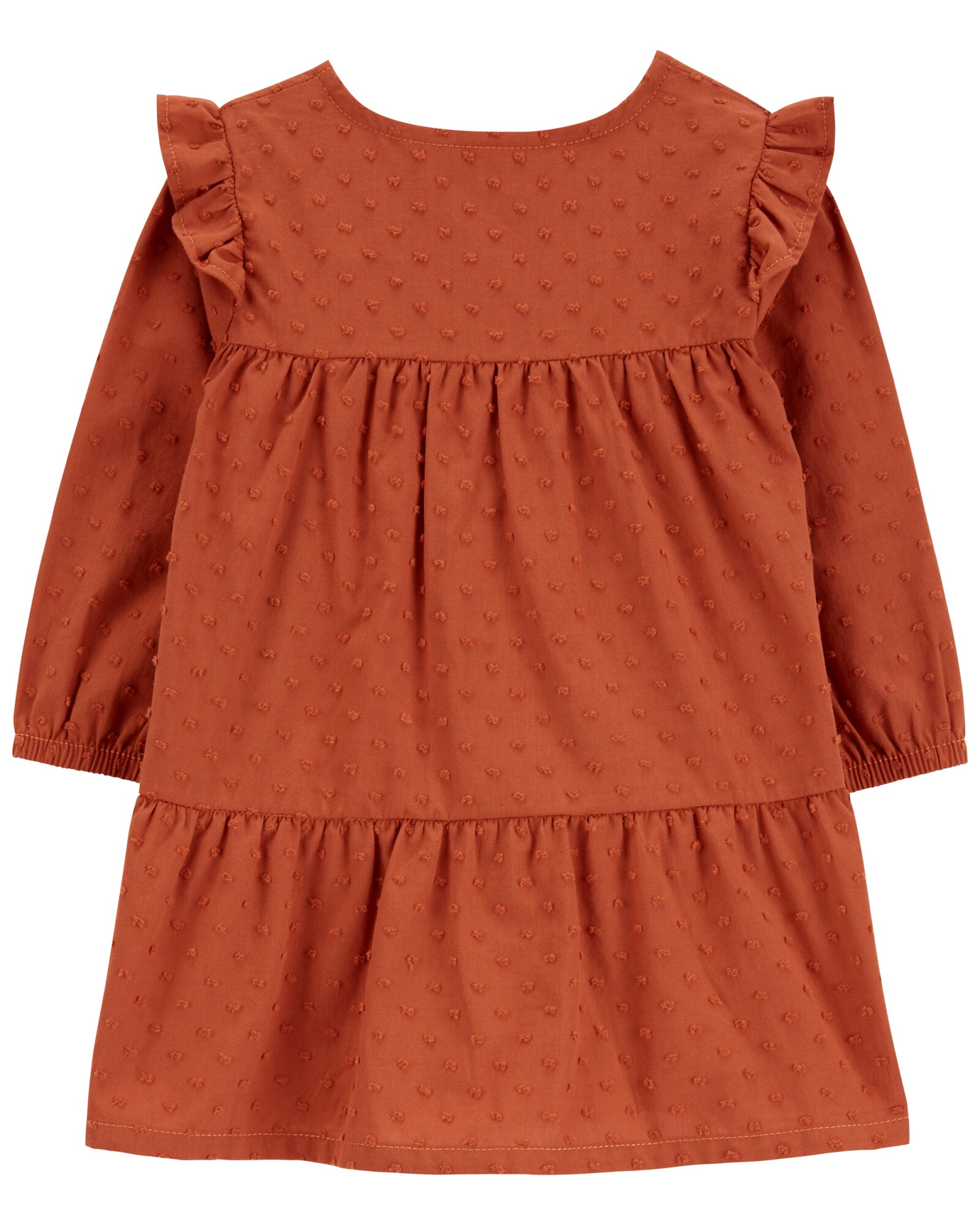 Vestido de algodón con textura, mangas con volados Vestido de algodón con textura, mangas con volados
