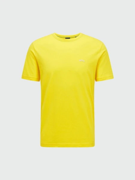 BOSS -Remera básica de algodón, regular fit, TEE CURVED Amarillo