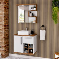 CONJUNTO MUEBLE DE BAÑO MODELO VENEZA BLANCO CON NOGAL / MUEBLE DE COLGAR + ESPEJO + BACHA / 70CM Conjunto Mueble De Baño Modelo Veneza Blanco Con Nogal / Mueble De Colgar + Espejo + Bacha / 70cm